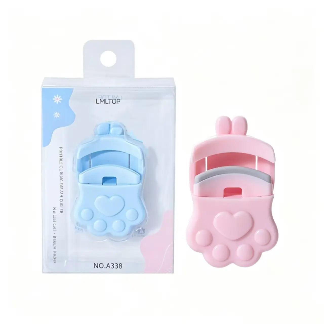 LMLTOP Cute Cat Paw Mini Eyelash Curler for Asian Eyes-Beginners, 39.5g, Labor-Saving Spring Handle, High-Elastic Silicone Pad, Abs-Infused Design, Gentle No-Pinch Curling Head, 3-Step Use, Clip & Seal, Portable Travel Tool for Long-Lasting Bouncy Lashes