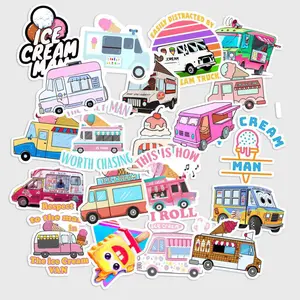 Sticker Pack 20 pcs Ice Cream Truck Stickers, Frozen Treat Street Food Vinyl Decals