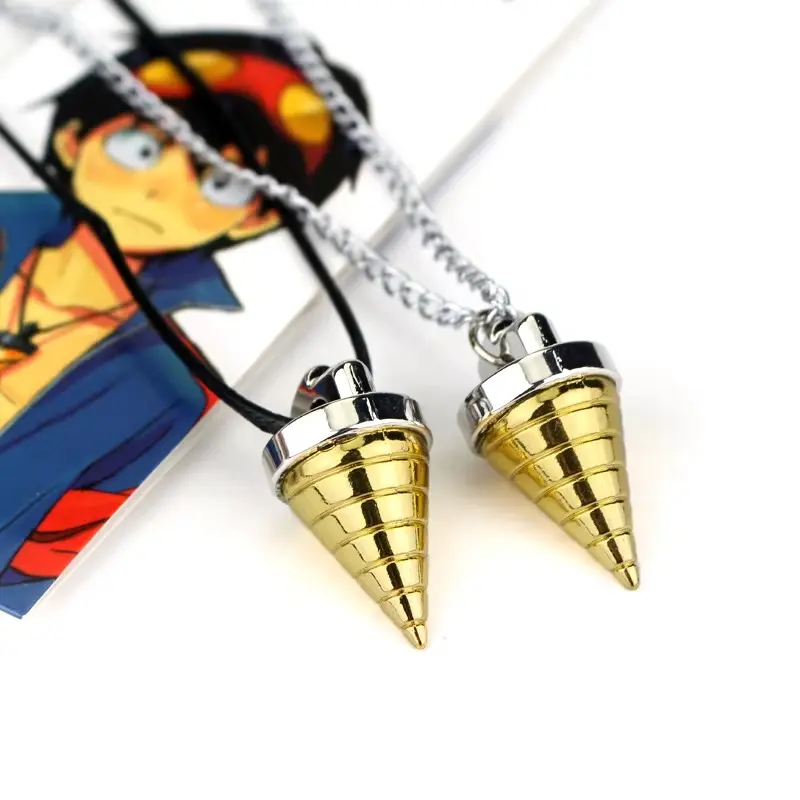 Gurren Lagann Core Drill Necklace Anime Tengen Toppa Gurren Lagann Necklaces Simon Ganman Spiral Pendant Necklace For Women Men Hold Accessories Jewelry for Big Fans