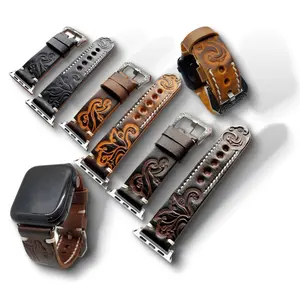 NatoGears Handmade Tooled Watch Leather Vintage Strap/Bands