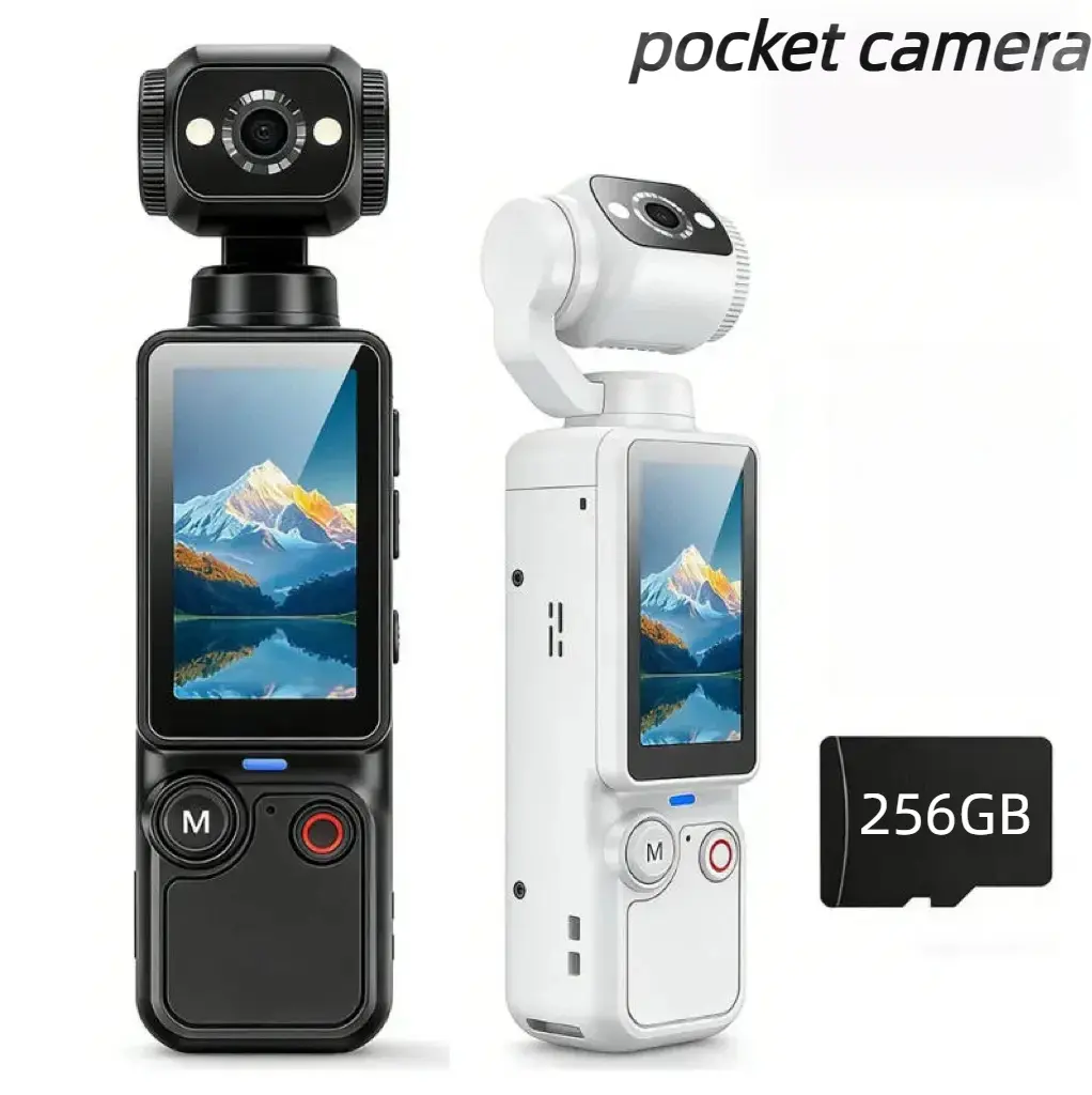 Portable 2.5K Handheld Camera, Pocket Video Recorder with 180 Degree Rotating Lens, 1.9-Inch Screen, 16X Digital Zoom and Up to 66MP Photos, Type-C Rechargeable Camcorder for YouTube Vlogging, Travel and Outdoor Sports （256GB）