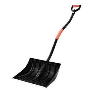 Snow Shovel for Driveway, 17 in Wide Plastic Snow Shovel with D-shaped Handles & Aluminum Blade, Large Capacity Snowplow Shovels, Lightweight Snows Removal Tool for Garden Car Camping