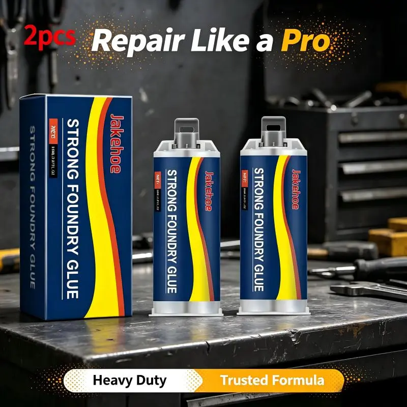 2 PCS Enhanced Casting Glue, Universal Metal Repair Glue, High Temp Liquid Metal Welding Filler for Crack Hole Leak Repair, New Semi Solid AB Glue for Industrial Hardware Fix