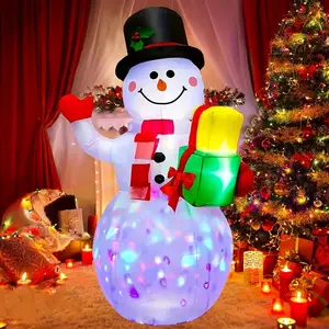 5ft Christmas Inflatable Yard Decoration Upgraded Snowman Design With Rotating LED Lights For Indoor Outdoor Use Festive Holiday Decor