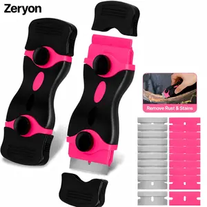Zeryon 2 Pack Pink Razor Blade Scraper Tool, Cleaning Razor Scraper, Glass Scraper and Stove Top Scraper for Glass Top Stove, Oven Door, Window Labels, Stickers, Tape, Glue, Adhesive, Sticker Removal, Package Opening, Box Cutting and Cooktop Cleaning fath