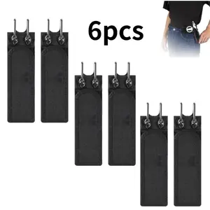 6-Pack Buckle-Free Belt Hooks – Adjustable Elastic Stretch Belts (Unisex) – Metal Hook Closure – Comfortable Fit – Fiber Blend with Faux Leather Tabs – Suitable for Trousers, Jeans, and Suits