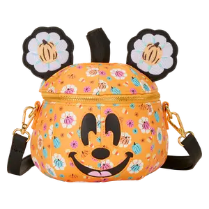 Mickey Mouse Floral Pumpkin Head Glow Figural Crossbody Bag