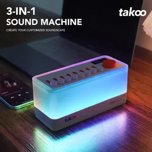 Takoo White Noise - Mixable 3 in 1 Speaker - Portable Sleep Aid, Sound Machine, 8 Adjustable Nature Sounds, Bluetooth Speaker, 30-Level Night Lights, 11 LED Ambient Breathing Lights, Timer, Bedroom Gadgets, Baby, Nursing, toddlers