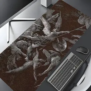 Classical Religious Art Jesus Devil Design Large Gaming Mouse Pad,Aesthetic Desktop Protection Pad, Desk Mat, Washable Rubber Pad Non-Slip Lock Edge Multi-Size Mouse Pad Office Desk Accessories,Suitable For Home Office,Good Gift for Family and friends