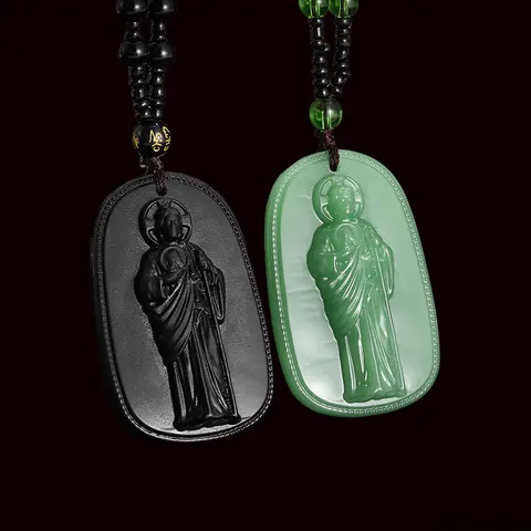 Unisex Style Exquisite Buddhist Jade Amulet Necklace - Auspicious Religious Accessory for Adults, Necklaces for Women, Ideal for Religious Gatherings & Shareable Gift