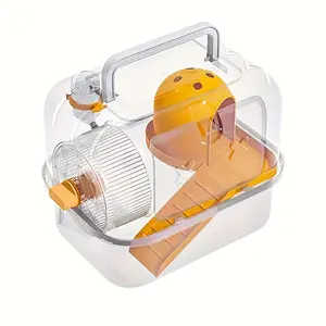 2025 Small Animal Cage Hamster Cage Habitat 1 Piece Orange Blue Hamster Cage Panoramic Transparent Hamster Villa Double Layer Design Super Large Space