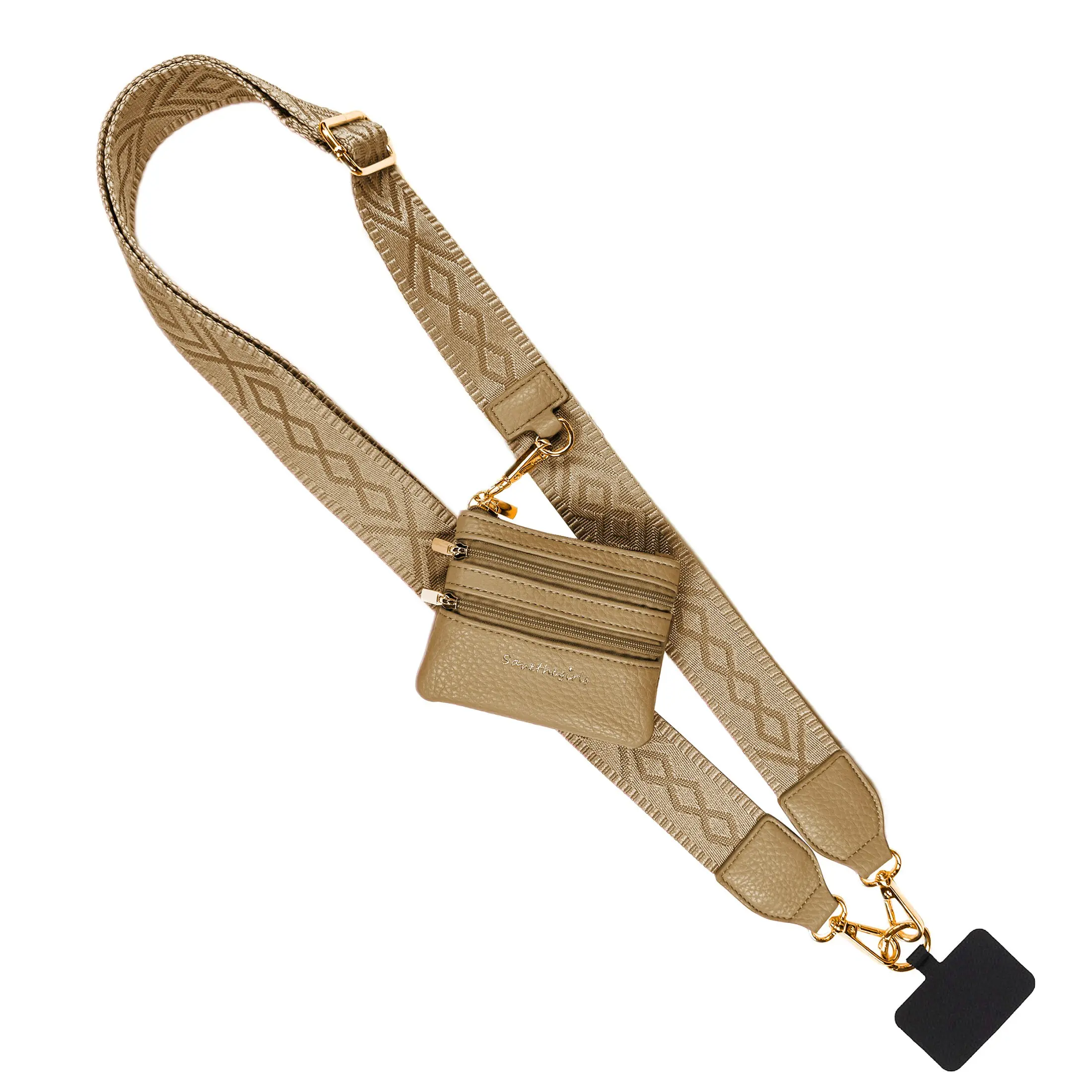 Clip & Go Strap w/Zippered Pouch Classic Collection, removable, adjustable, cross body shoulder strap can be convert into Wristlet