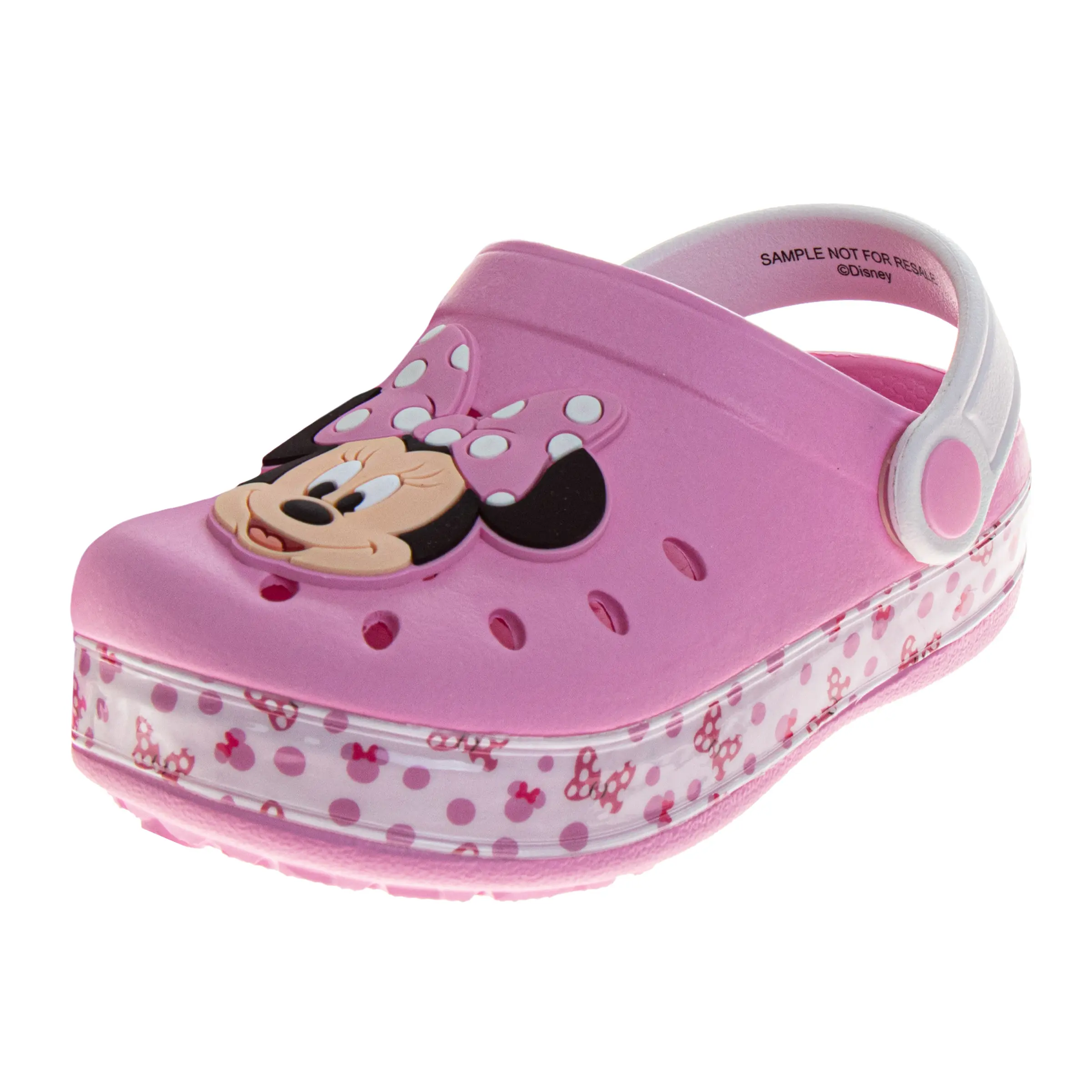 JOSMO KIDS Toddler Girls' Cute Cartoon Minnie Mouse Slip-On Clogs with 3D Applique, Supportive Back Strap, and Slip-Resistant Sole, Cute Cartoon Slides, Backstrap Sandals, Sandals Toddler, Round Toe