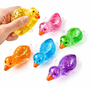 Duck Squishies Toys Glitter Transparent Soft Silicone Fidgets Cute Sparkly Desk Decor Holiday Gift