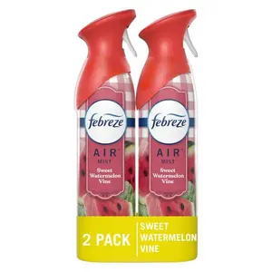 Febreze Air Mist 8.8 oz. Sweet Watermelon Vine Scent Air Freshener Spray (2-Count), Cyclodextrin Technology with 100% Natural Propellant, For Whole Home Freshness in Bathrooms Kitchens and Offices, Safe Spray Formula.