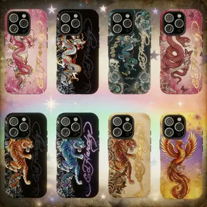 Pink Ed Hardy Skull Leopard Tattoo iPhone Case Aesthetic Y2k Trendy Tiger Ed Hardy Collage Phone Case