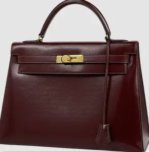 Pre-owned HERMÈS leather handle bag Brown Vintage Kelly 35cm in Calf with Gold Hardware 4000030607831