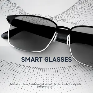 Male and female smart glasses, Bluetooth glasses with photochromic lenses, built-in microphone and speaker, anti blue light lenses with hands-free hearing and voice control, complimentary travel adapter, travel cp