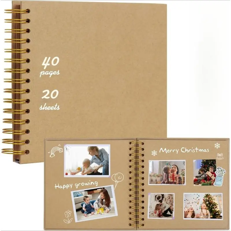 Travel Scrapbook Album ,40 Page DIY Spiral Memory Book(8 x 8 Inch) ,Photo lay flat book for Photo Journaling Anniversary Wedding Gifts Family Gifts,Gifts for boyfriend sohochic