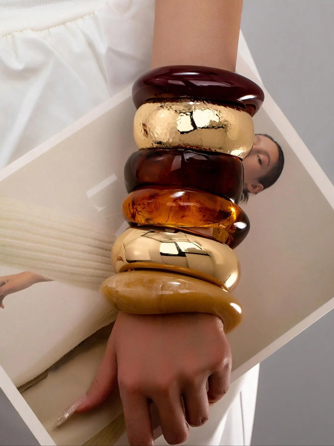 Resin Bangle Bracelet, Fashionable Chunky Bangles for Women, Jewelry for Women, Stackable Bracelets, Stacked Design Bracelets, Bangles Bracelets Set