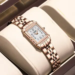 KASSAW Women's Quartz Watch | Rose Gold Tone, Rectangular Dial with Crystal Accents, Stainless Steel Band | Elegant Timepiece for Daily & Formal Wear