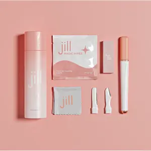 Ji.ll Facial Razor Kit For Women | Facial Hair Removal Dermaplaning Kit Includes 1 Jill Wand, 1 Pre-Shave Oil Wipe, 2 Dermaplane Razor for Sensitive Skin Cleaning Cloth Pre-shave Magic Wipe