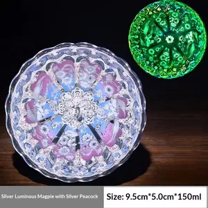 Glow-in-the-Dark Cup with Gold-Inlaid Peacock Jianzhan Tea Cup Rainbow Peacock Tea Cup Magpie with Spread Wings