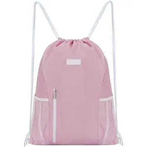 Drawstring Backpack  Gym Sackpack with Mesh Pockets Water Resistant String Bag for Women Men()