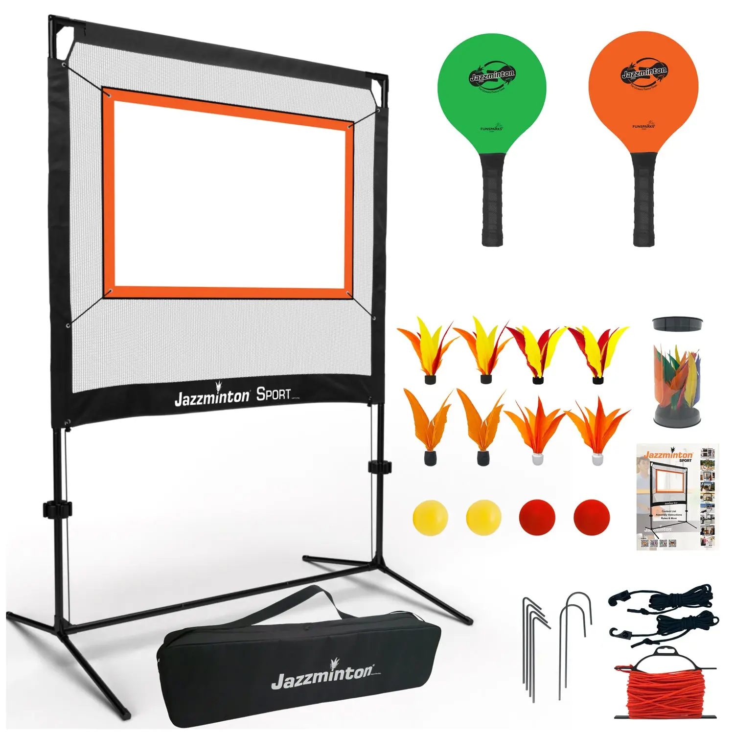 Jazzminton Sport The Original Paddle Game with Net for Indoors & Outdoors, Active, Joint-Friendly Family Fun, Like Badminton, Pickleball & Tennis with a Twist
