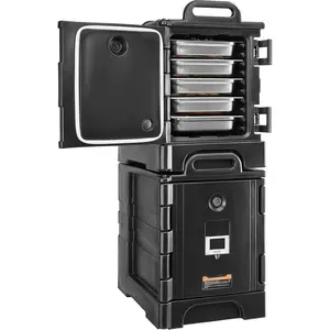 Insulated Food Pan Carrier For Catering, Stackable Dishbox With Secure Latch And Interlocking Handles, 81QTx Model, 2 Chafing Dish Capacity, Keeps Food Hot Or Cold During Transport, Durable Heavy-Duty Transport Case For Buffets