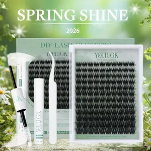 YOULUCK 5D Lash Clusters Individual Extensions Layered Fluffy Waterproof Windproof Long Lasting Ultra Thin Band Makeup for Girls Beginner Friendly Wispy Volume Set Lightweight Comfortable