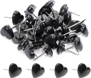 30 count Sweetheart Push Pins Tacks Plastic Cute Love Heart Shape   Thumb Tacks Steel Point Bottom Tacks for Cork Bulletin Board Colored Tacks Decorative Push pins (Black)