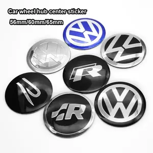 4Pcs 56/60/65mm Aluminum Car Wheel Center Hub Cap Badge Emblem Sticker For Volkswagen VW GTI SR R Polo Golf Touareg Passat Arteon Tiguan Touran Scirocco CC Jetta Beetle Accessories