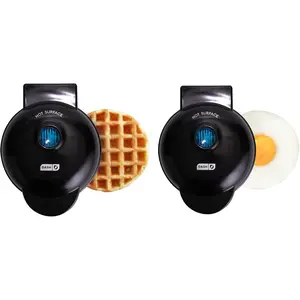 Mini maker waffle maker griddle 2pack griddle waffle iron black
