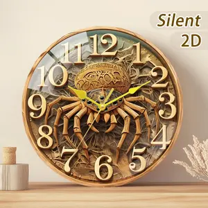 Silent Wall Clock with Spider Pattern, Modern Design, Battery Operated (no Batteries Included), Ideal for Bedroom, Living Room, Office