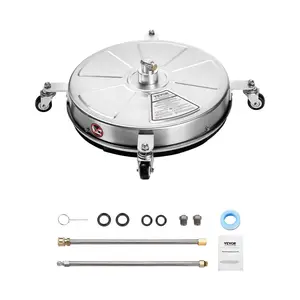 Summervibes VEVOR 18 Pressure Washer Surface Cleaner, Stainless Steel Pressure Washer Attachments with 4 Wheels, 4000 Max PSI, 1/4 Quick Connector, 2 Spray Nozzles, 2 Extended Wands for Concrete, Patio, Deck