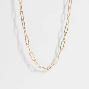Paperclip Chain Necklace, Hypoallergenic & Waterproof Jewelry, Women's Necklace, Gifts for Her, Trendy Necklace, Girl Gift, Lovely Style, Everyday Jewelry - 18K Gold PVD Stainless Steel - 18K Gold PVD Stainless Steel