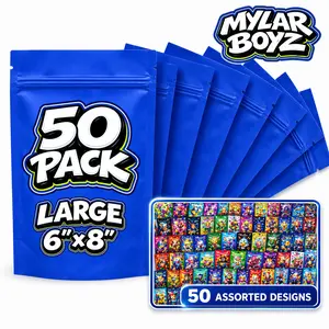 50 Pack Large (6" x 8") Zip Bags Packaging Bundle – Assorted Designs