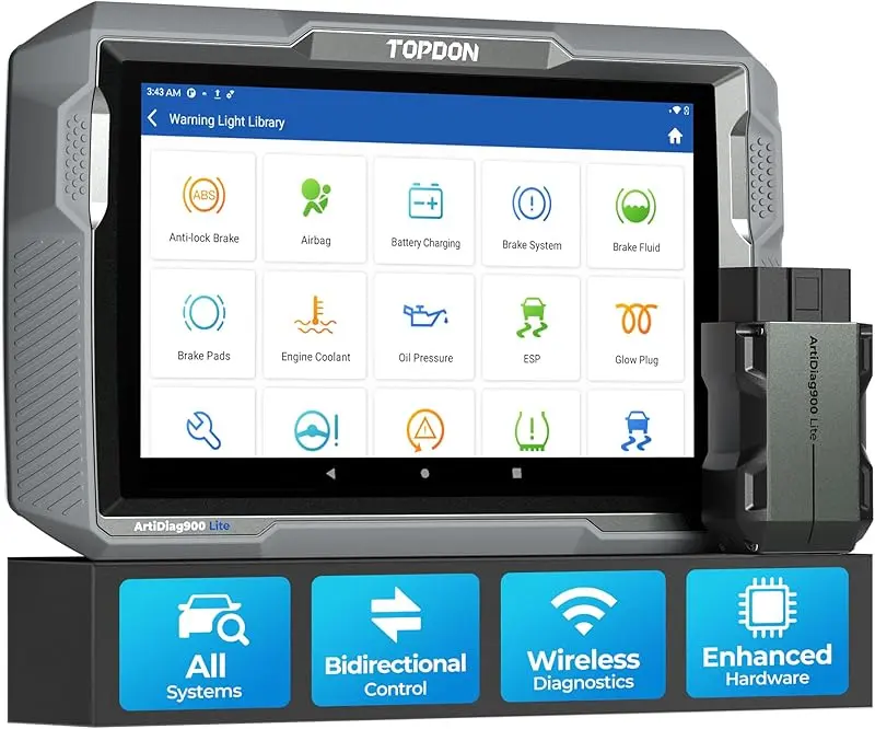 TOPDON ArtiDiag900 Lite Bidirectional OBD2 Scanner - 8-Inch Touchscreen Android11 Bluetooth Diagnostic Code Reader & Scanner, Full System Test, Active Test, 8 Resets, Live Data, Wireless OBD2 Diagnostic Bluetooth Kit for Workshops (AD900 Lite)