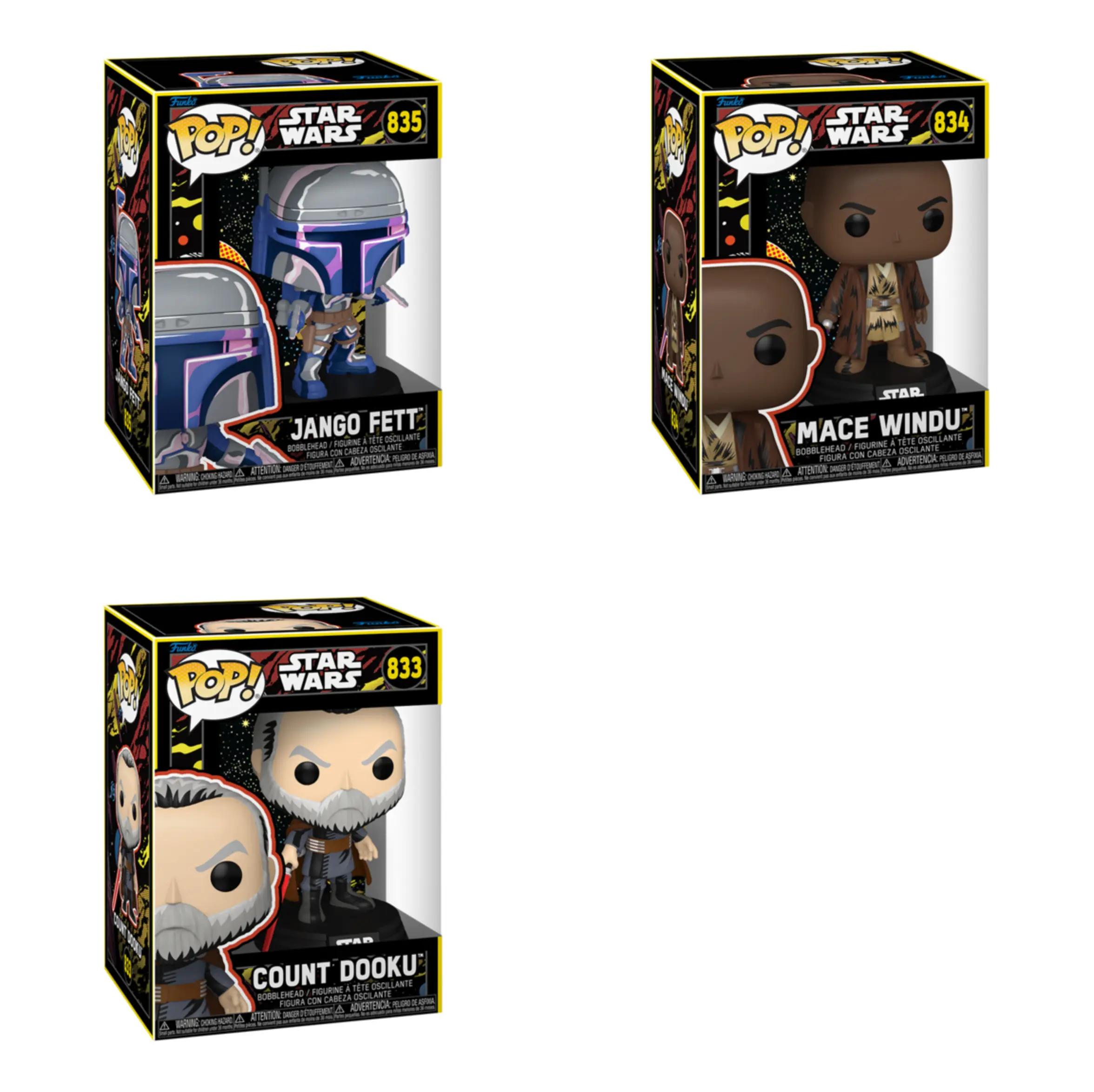 Star Wars Funko Pop! Collection – Jango Fett / Mace Windu / Count Dooku