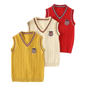 3-piece fall/winter sweater vest for boys and girls 4-12 years old knitted vest sweater college wind boy and girl pullover sweater