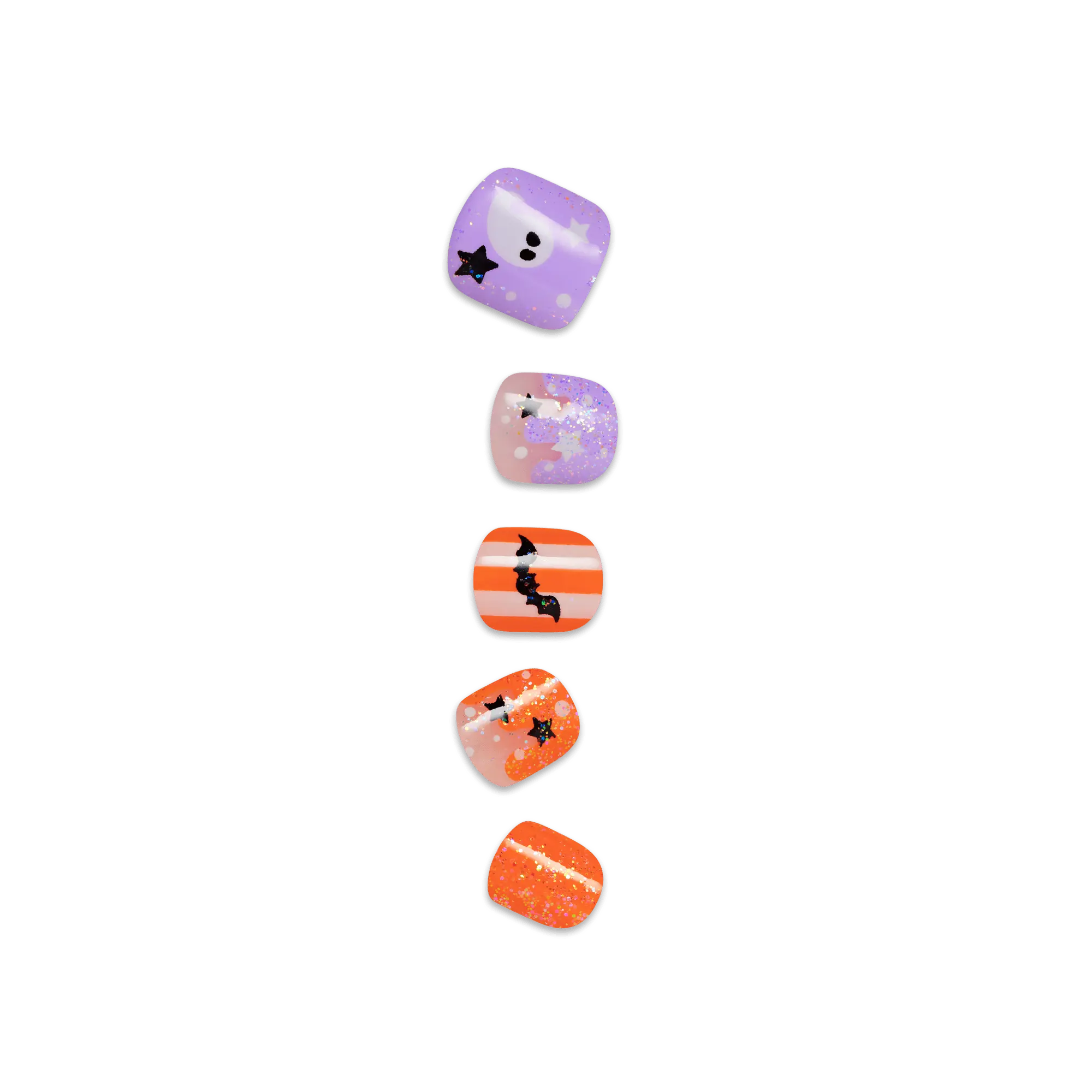 Impress Kids Halloween No Glue Fake Press On Nails - Boo! | Design, Purple & Orange, Kids, Squoval, Glow In The Dark, Manicure