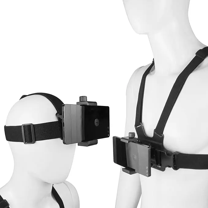 Head Strap & Chest Strap Mounts for Action Cameras | Adjustable Harness for GoPro, Insta360, DJI Osmo & More | Perfect for POV Shots, Vlogging, Sports & Adventure | Lightweight, Durable, Hands-Free Filming Gear | TikTok Must-Have Accessories! Smartphone