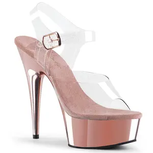 6 Inch Heel DELIGHT-608 Rose Gold Chrome