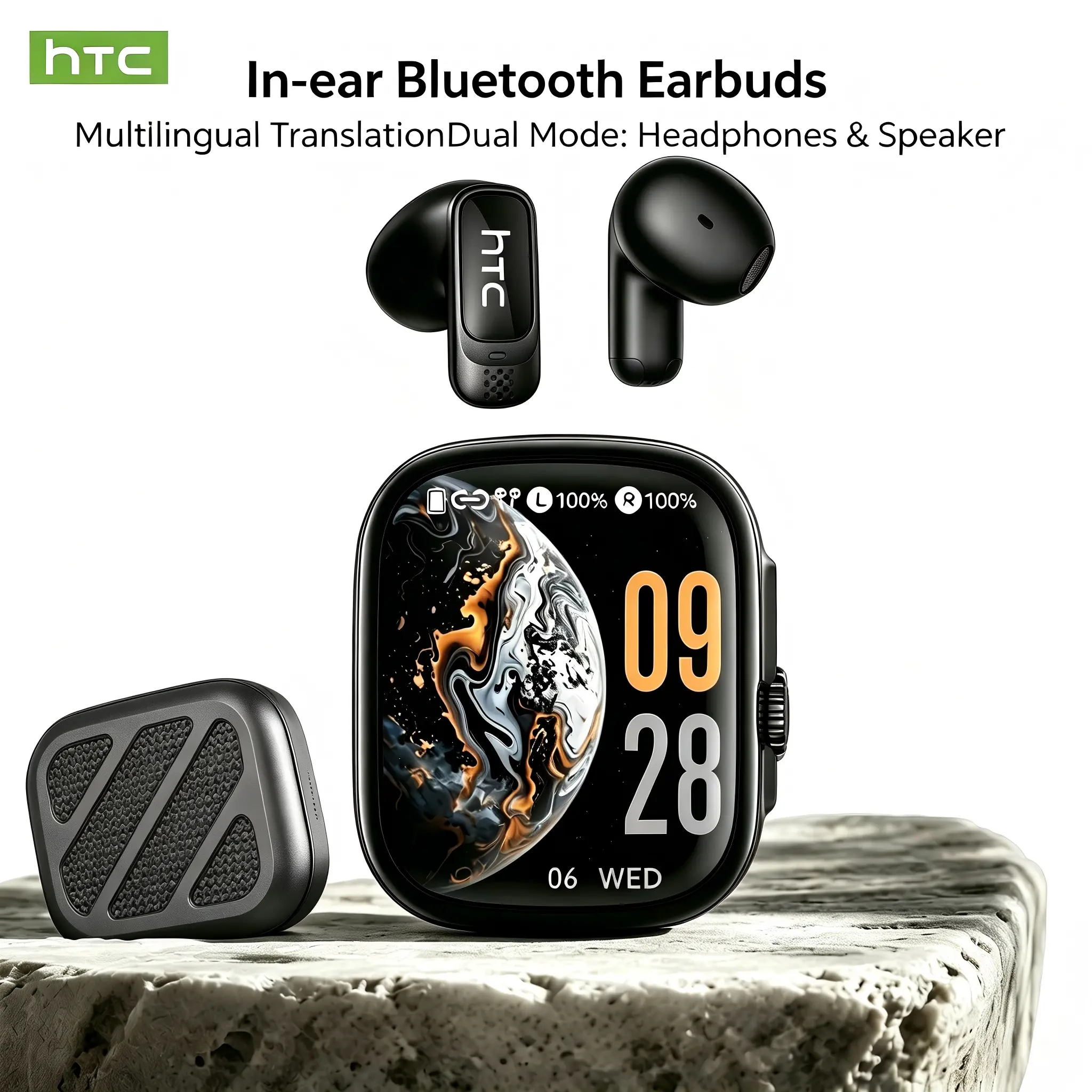 HTC NE72 In-Ear Bluetooth Headset & Earbuds - Bluetooth 6.0,. Charging Case Speaker Mode, Translation Function Switching, Smart Touchscreen, Noise Cancellation, TikTok Swipe Control, Mini Side Sleep Design, Waterproof for Gaming & Calls summerwins