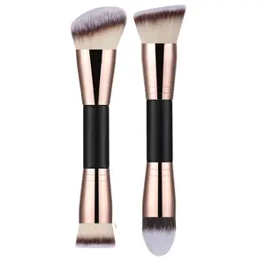 Double-Ended Foundation Brush, Ultra Soft Dense Bristles, Versatile for Liquid and Powder Makeup, Ideal for Smooth Application