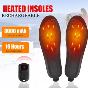 3000mAh Heated Insoles Rechargeable with Remote Control Unisex Soft Warm Shoes Pads for Camping Hiking Winter Outdoor Use Footwear Footwear