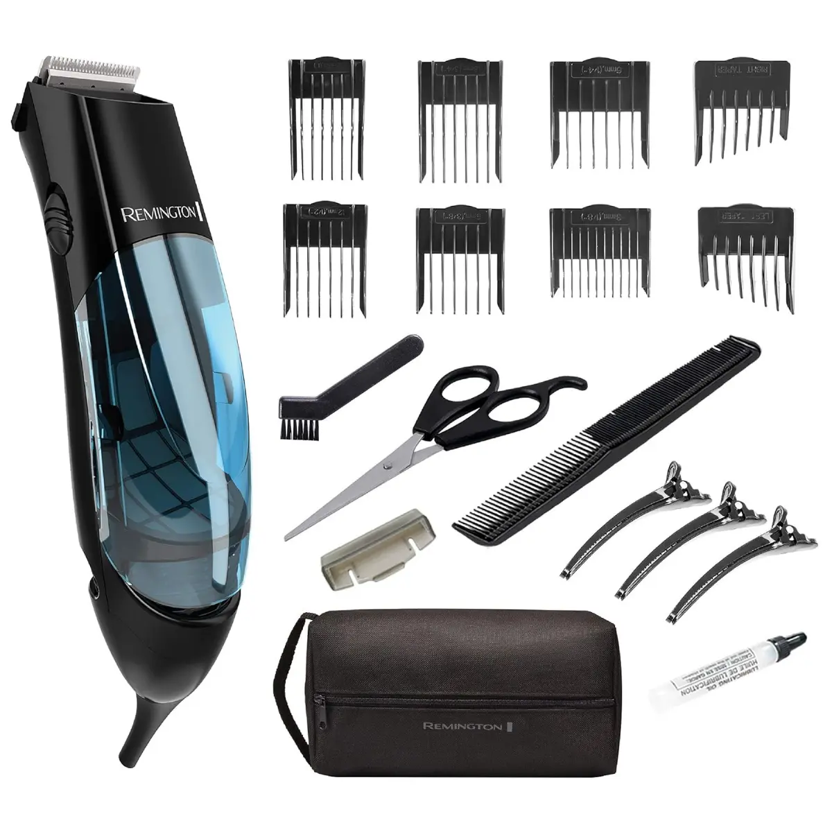 Hair Trimmers & Clippers with Vacuum for Men - 18-Piece Kit for Easy Grooming Clean-up, Adjustable Beard Trimmer with Steel Blades & Storage, Grooming Clean-Up Hair Trimmers & Clippers