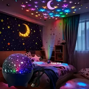 High-quality USB black starry sky moon projection ambient light/room decoration projector/Flashing dynamic space ambient night light, suitable for LED ambient lighting in bedrooms, living rooms, KTVS, offices and bars - the perfect Christmas gift