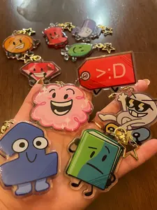 BFDI Keychains - Marker, Pricetag, Nine, Book, Coiny, Puffball, (Evil) Leafy, Ruby, One, Pin BFDI Characters Keychains, Small, Meaningful, And Full Of Character, Unique Keychains That Add Charm To Every Bag And Key.